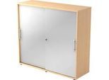 Schiebetürenschrank JENA, 3 OH, Front silber, B 1200 x T 400 x H 1100 mm, Ahorn-Dekor