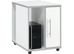 Schäfer Shop Select Anstellcontainer Moxxo IQ, PC-Towerfach, 1 Tür, 2 seitliche Fächer, B 551 x T 800 x H 720 mm, weiss