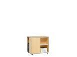 Schäfer Shop Select Anstellcontainer Moxxo IQ, PC-Towerfach, 1 Tür, 2 seitliche Fächer, B 551 x T 800 x H 720 mm, Ahorn-Dekor