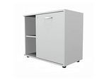 Schäfer Shop Select Sideboard, mit Drehtür, abschliessbar, Spanplatte, B 800 x T 420 x H 663 mm, rechts anstellbar, lichtgrau
