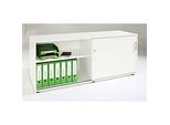Schäfer Shop Select Sideboard, mit Schiebetür, abschliessbar, Spanplatte, B 1600 x T 500 x H 663 mm, links anstellbar, weiss