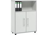 Schäfer Shop Select Kombischrank Moxxo IQ, Holz, 2 Flügeltüren, 1 offenes Fach, 3 OH, B 801 x T 362 x H 1115 mm, lichtgrau