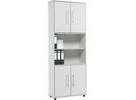 Schäfer Shop Select Kombischrank Moxxo IQ, Holz, 4 Flügeltüren, 2 offene Fächer, 6 OH, B 801 x T 362 x H 2166 mm, lichtgrau