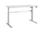 Schäfer Shop Select Schreibtisch Moxxo IQ, elektrisch höhenverstellbar, Rechteck, C-Fuss, B 1600 x T 800 x H 725-1185 mm, lichtgrau/weissaluminium