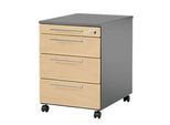 Schäfer Shop Select Rollcontainer Start Off 1233, 3 Schübe + Utensilienauszug, abschliessbar, B 432 x T 580 x H 595 mm, graphit/ahorn