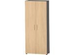 Schäfer Shop Select Schrank Start Off, 6 OH, abschliessbar, B 800 x T 420 x H 2196 mm, Holz, graphit/ahorn