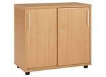 Schäfer Shop Select Anstellschiebetürenschrank, aus Holz, 2 Fachböden, B 800 mm x T 421 x H 750 mm, Buche