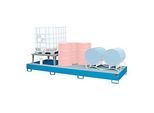 Auffangwanne Bauer AWA 31, Stahl, blau, L 3850 x B 1460 x H 780 mm, 1000 l, für 3 x 1000 l IBC, 1 Abfüllaufsatz, 2 Gitteroste