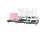 Auffangwanne Bauer AWA 32, Stahl, grau, L 3850 x B 1460 x H 780 mm, 1000 l, für 3 x 1000 l IBC, 2 Abfüllaufsätze, 1 Gitterost