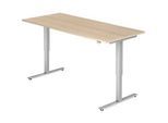 Schreibtisch Ulm, elektrisch höhenverstellbar, T-Fuss, B 1800 mm, Eiche-Dekor
