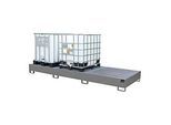 Auffangwanne AW 1000-3, für 3 IBC-Container à 1000 l oder 10 Fässer à 200 l, L 3850 x B 1300 x H 340 mm, unterfahrbar, mausgrau