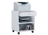 Rollcontainer, 1 Schubfach mit Griffknopf & 2 Regalfächer, B 450 x T 380 x H 540 mm, Spanplatte, weiss