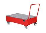 Stahl-Auffangwanne mit Rollen+Griff, 1200 x 800 mm, rot RAL 3000
