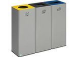 Wertstoffsammler VAR Quadro, 3-fach, Gesamtvolumen 243 l, inkl. Montagematerial, Stahlblech verzinkt
