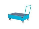 Stahl-Auffangwanne mit Rollen+Griff, 1200 x 800 mm, blau RAL 5012