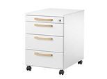 Schäfer Shop Select Rollcontainer Start Off Wood, 3 Schübe, Utensilienauszug, B 432 x T 580 x H 595 mm, Holz, weiss