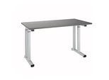 Schreibtisch Set Up, Rechteck, C-Fuss, B 1300 x T 650 x H 685-820 mm, graphit/weissaluminium