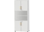 Schäfer Shop Select Kombischrank Start Off Wood, 6 OH, abschliessbar, B 800 x T 420 x H 2240 mm, Holz, lichtgrau