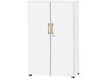 Schäfer Shop Select Schrank Start Off Wood, 4 OH, abschliessbar, B 800 x T 420 x H 1514 mm, Holz, weiss