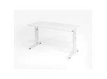 Home Office-Schreibtisch, manuelle Höhenverstellung, rechteckig, C-Füsse, B 1400 x T 672 x H 650-850 mm, weiss/weiss