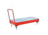 Stahl-Auffangwanne mit Rollen + Griff, 1800 x 800 mm, rot RAL 3000