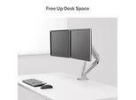 Fellowes Dual Monitorarm Platinum, für 2 Displays bis 32″ & bis 8 kg, schwenk- & neigbar, um 360° drehbar, 2 USB-Ports, Kabelmanagement, silber