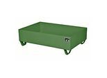 Stahl-Auffangwanne ohne Gitterrost, 1200 x 800 mm, grün RAL 6011
