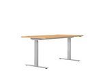 Schreibtisch ERGO DRIVE ED 470, elektrisch höhenverstellbar, Rechteck, T-Fuss, B 1600 x T 800 x H 692-1147 mm, Buche/lichtgrau