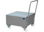 Stahl-Auffangwanne mit Rollen+Griff, 800 x 800 mm, grau RAL 7005