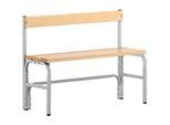 Umkleidebank, Stahlrohr/Holz, einfach, mit Rückenteil, L 1015 mm, weissalu