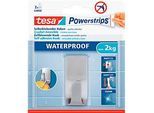 tesa Powerstrips Waterproof Haken Zoom, aus Edelstahl, für Feuchträume, max. 2 kg