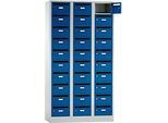 Postverteilerschrank, mit Einwurfschlitz, 3 Abteile, Sicherheitszylinderschloss, enzianblau