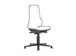 Arbeitsstuhl bimos NEON, Synchronmechanik, Grundmodell ohne Polsterelement, mit Gleitern, Flexband grau