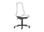 Arbeitsstuhl bimos NEON, Permanentkontakt, Grundmodell ohne Polsterelement, mit Rollen, Flexband grau
