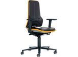 Arbeitsstuhl bimos NEON, Permanentkontakt, Grundmodell ohne Polsterelement, mit Rollen, Flexband orange