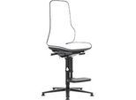 Arbeitsstuhl bimos NEON, Synchronmechanik, Grundmodell ohne Polsterelement, Gleiter + Aufstieg, Flexband grau