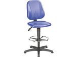 Arbeitsdrehstuhl 9651, Kunstleder, Gleiter, Fussring, blau