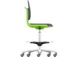Arbeitsdrehstuhl Labsit hoch, Integralschaum, Sitz-Stopp-Rollen, B 450 x T 420 x H 560 - 810 mm, grün
