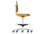 Arbeitsdrehstuhl Labsit hoch, Kunstleder, Sitz-Stopp-Rollen, B 450 x T 420 x H 560 - 810 mm, orange