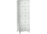 Wertfachschrank 300 mm, 2 Abteile, 10 Fächer, Sicherheitszylinderschloss, Fuss, lichtgrau