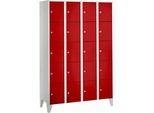 Wertfachschrank 300 mm, 4 Abteile, 20 Fächer, Sicherheitszylinderschloss, Fuss, feuerrot