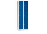 Wertfachschrank 300 mm, 2 Abteile, 6 Fächer, Sicherheitszylinderschloss, Sockel, enzianblau