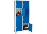 Wertfachschrank 400 mm, 2 Abteile, 8 Fächer, Sicherheitszylinderschloss, Fuss, enzianblau