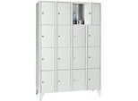 Wertfachschrank 300 mm, 4 Abteile, 16 Fächer, Sicherheitszylinderschloss, Fuss, lichtgrau