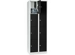 Wertfachschrank 300 mm, 2 Abteile, 8 Fächer, Sicherheitszylinderschloss, Sockel, tiefschwarz