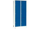 Wertfachschrank 400 mm, 2 Abteile, 6 Fächer, Sicherheitszylinderschloss, Fuss, enzianblau