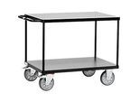 Tischwagen "Grey Edition", Stahl/Holz, 2 Etagen, L 1200 x B 800 mm, bis 600 kg, anthrazitgrau/mittelgrau