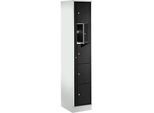 Verteilerschrank, mit Zentraltür, Abteilbreite innen 350 mm, Breite 350 mm, 5 Fächer, tiefschwarz