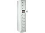 Verteilerschrank, mit Zentraltür, Abteilbreite innen 350 mm, Breite 350 mm, 10 Fächer, lichtgrau