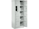 Verteilerschrank, mit Zentraltür, Abteilbreite innen 350 mm, Breite 700 mm, 10 Fächer, lichtgrau